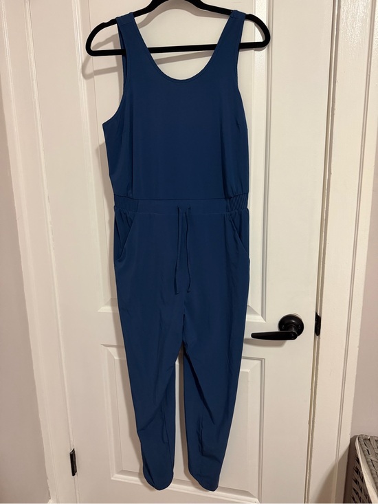 all in motion Pants - all in motion Blue Sleeveless Drawstring Jumpsuit